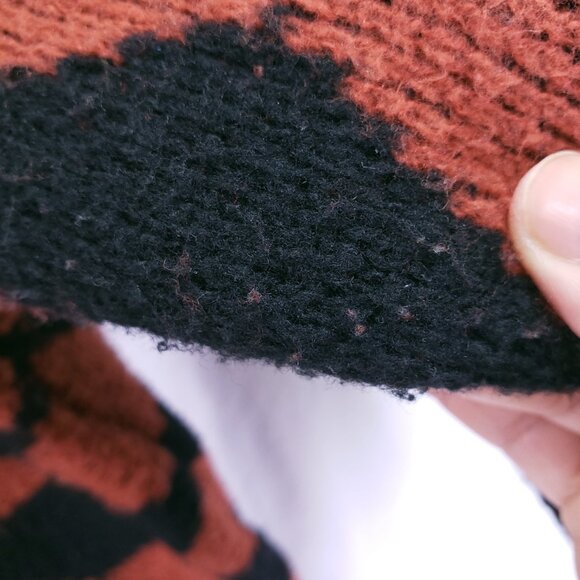 Belle by belldini Orange n Black Diamond Pattern Goth Punk Knit Sweater Size XL - Picture 12 of 16